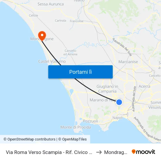 Via Roma Verso Scampia - Rif. Civico N° 56c to Mondragone map