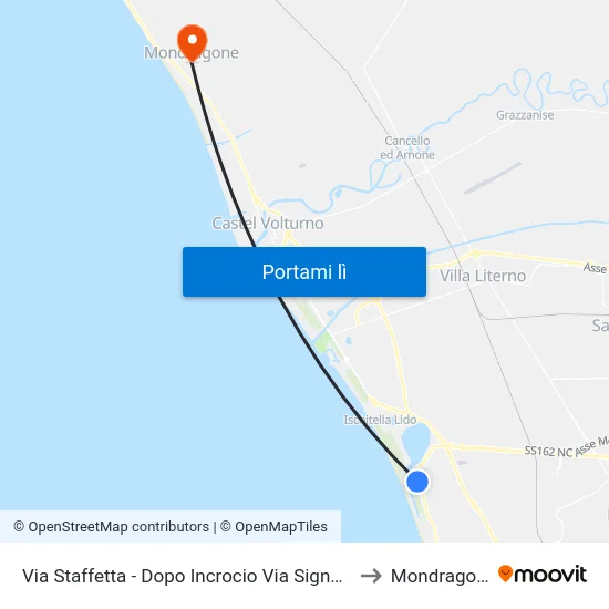 Via Staffetta - Dopo Incrocio Via Signorelle to Mondragone map