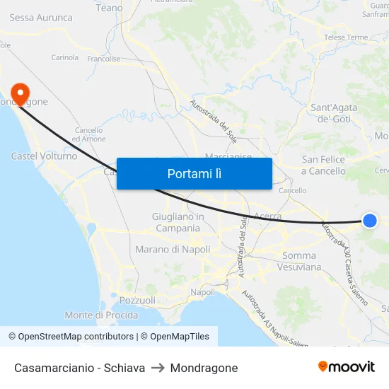 Casamarcianio - Schiava to Mondragone map