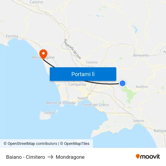 Baiano - Cimitero to Mondragone map