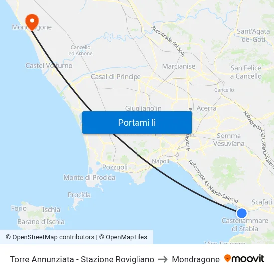Torre Annunziata - Stazione Rovigliano to Mondragone map