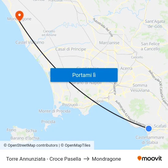 Torre Annunziata - Croce Pasella to Mondragone map