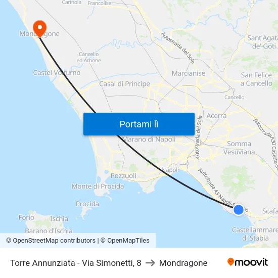 Torre Annunziata - Via Simonetti, 8 to Mondragone map