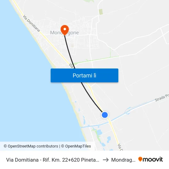 Via Domitiana - Rif. Km. 22+620 Pineta Prisconte to Mondragone map