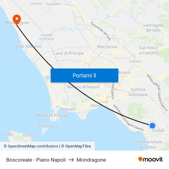 Boscoreale - Piano Napoli to Mondragone map