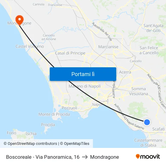 Boscoreale - Via Panoramica, 16 to Mondragone map