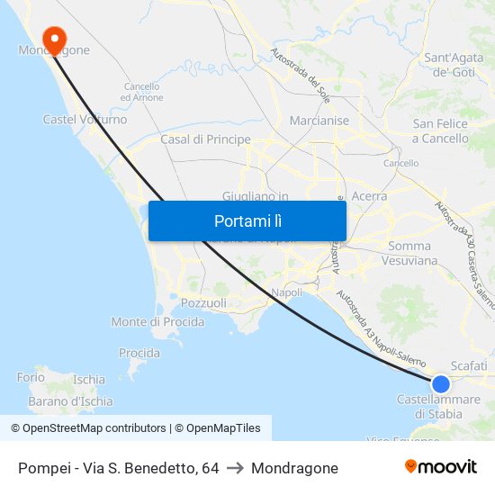 Pompei - Via S. Benedetto, 64 to Mondragone map