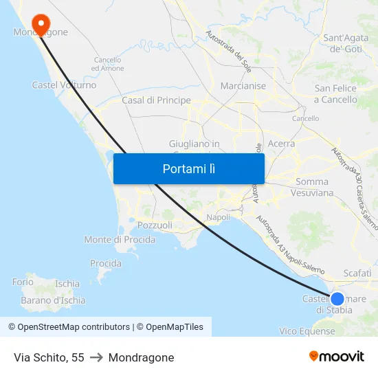 Via Schito, 55 to Mondragone map