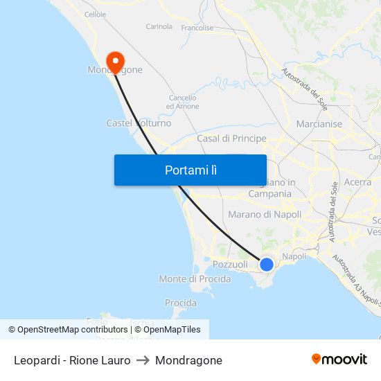 Leopardi - Rione Lauro to Mondragone map