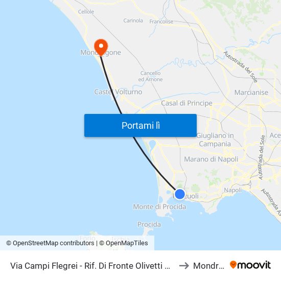 Via Campi Flegrei - Rif. Di Fronte Olivetti Di Fronte Palina N° 3546 to Mondragone map