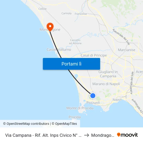 Via Campana - Rif. Alt. Inps Civico N° 233 to Mondragone map