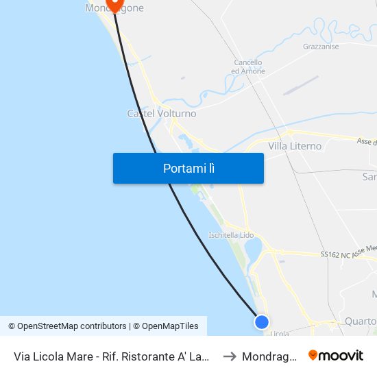 Via Licola Mare - Rif. Ristorante A' Lampara to Mondragone map