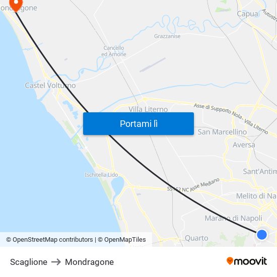 Scaglione to Mondragone map