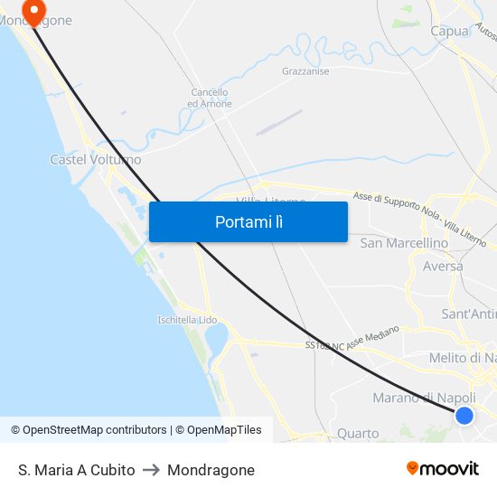 S. Maria A Cubito to Mondragone map