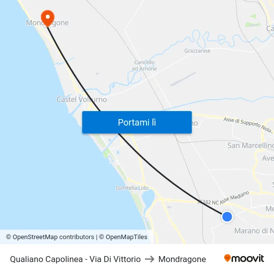 Qualiano Capolinea - Via Di Vittorio to Mondragone map
