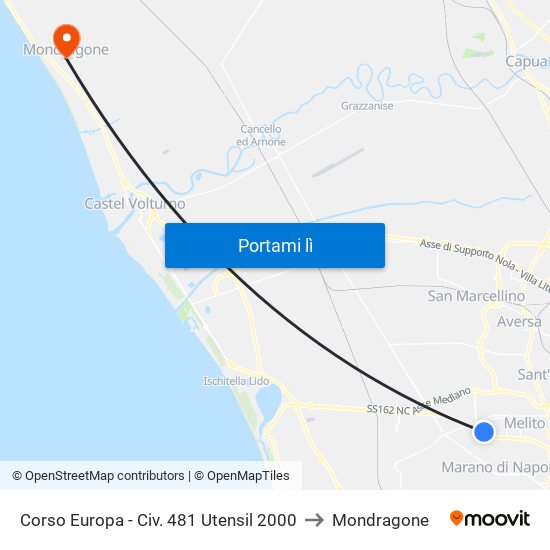 Corso Europa - Civ. 481 Utensil 2000 to Mondragone map