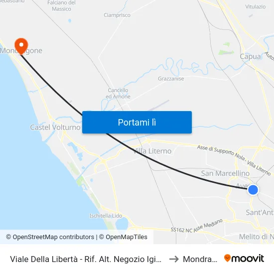 Viale Della Libertà - Rif. Alt. Negozio Igienici Esagono to Mondragone map