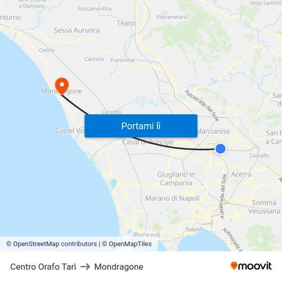 Centro Orafo Tarì to Mondragone map