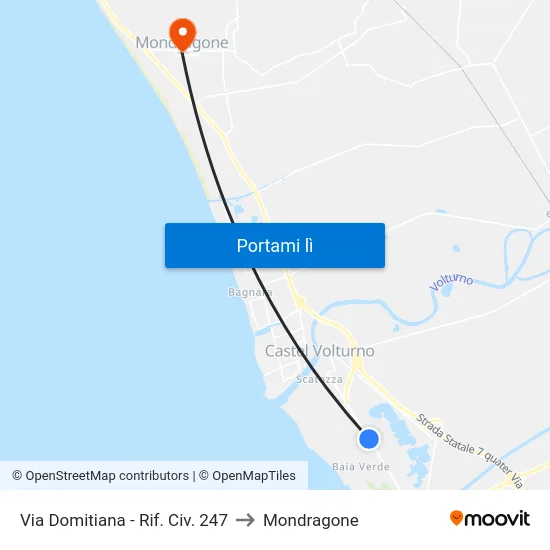 Via Domitiana - Rif. Civ. 247 to Mondragone map