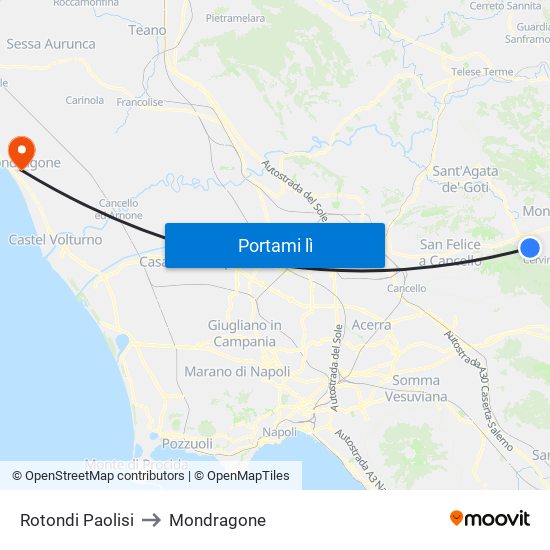 Rotondi Paolisi to Mondragone map