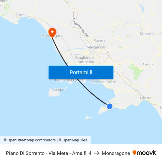 Piano Di Sorrento - Via Meta - Amalfi, 4 to Mondragone map