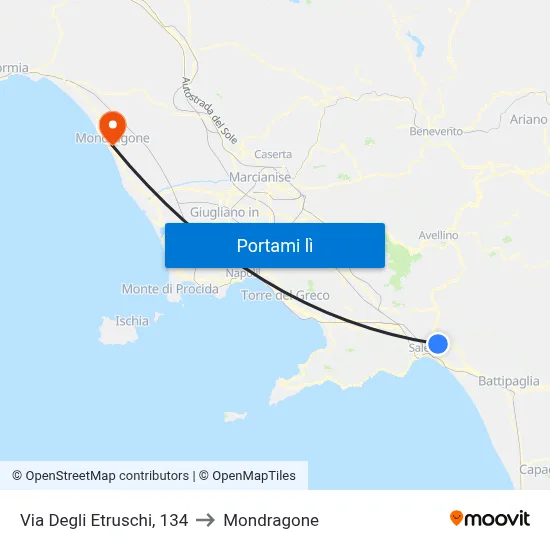 Via Degli Etruschi, 134 to Mondragone map