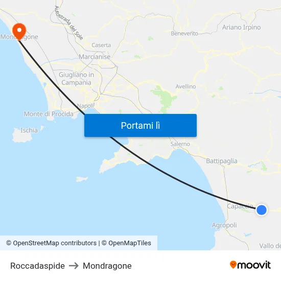 Roccadaspide to Mondragone map