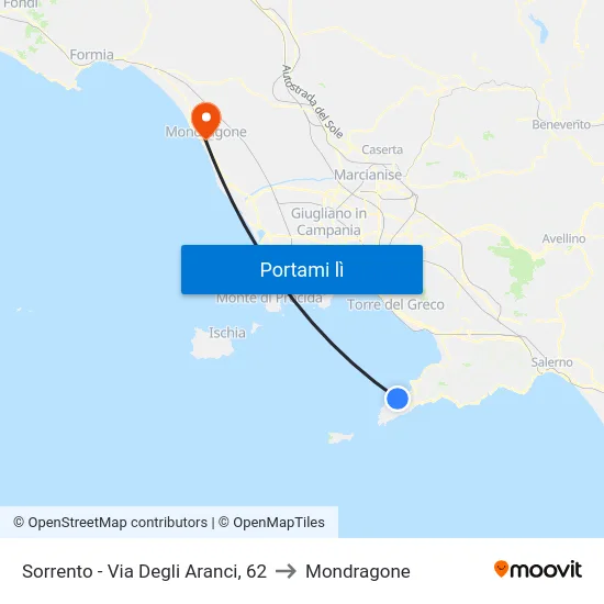 Sorrento - Via Degli Aranci, 62 to Mondragone map