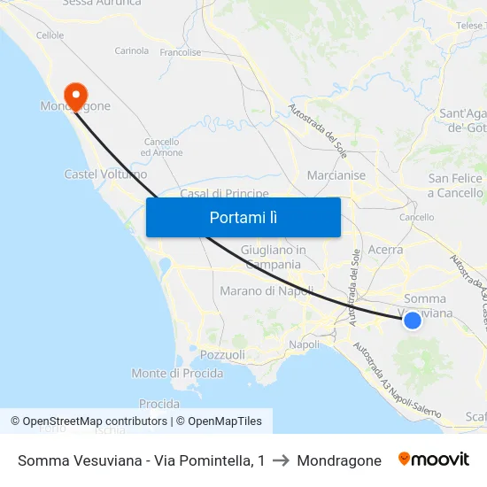 Somma Vesuviana - Via Pomintella, 1 to Mondragone map