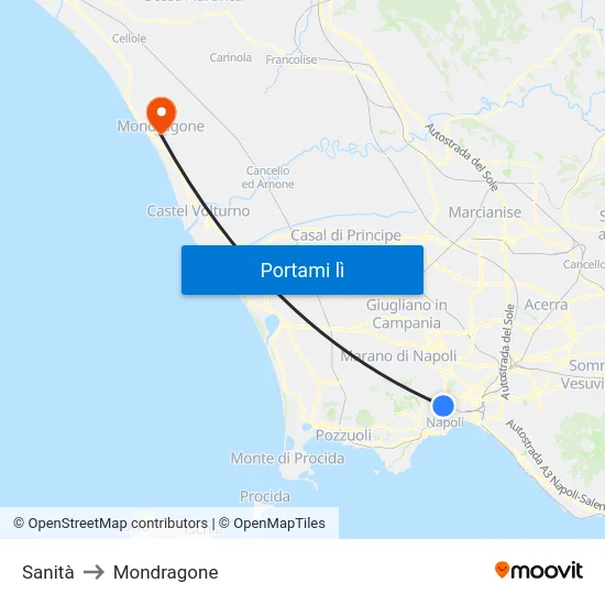 Sanità to Mondragone map
