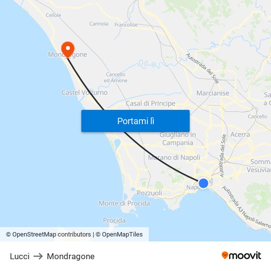Lucci to Mondragone map