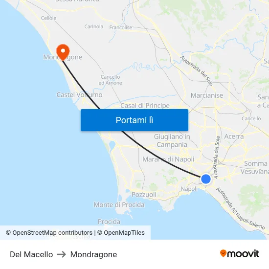 Del Macello to Mondragone map