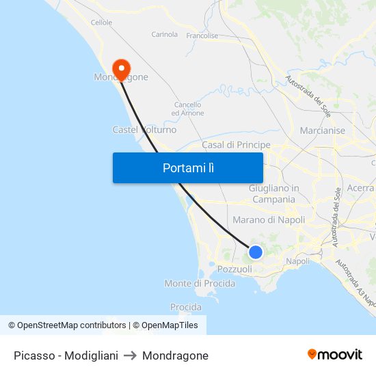 Picasso - Modigliani to Mondragone map