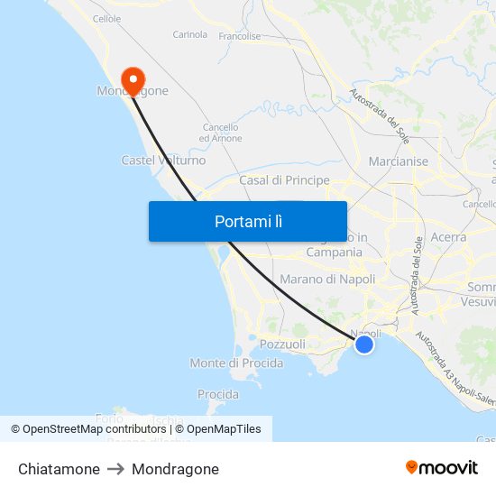 Chiatamone to Mondragone map