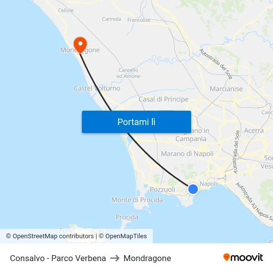 Consalvo - Parco Verbena to Mondragone map