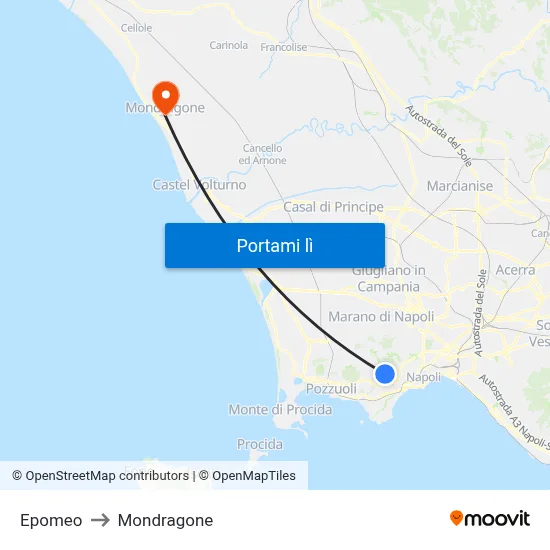 Epomeo to Mondragone map