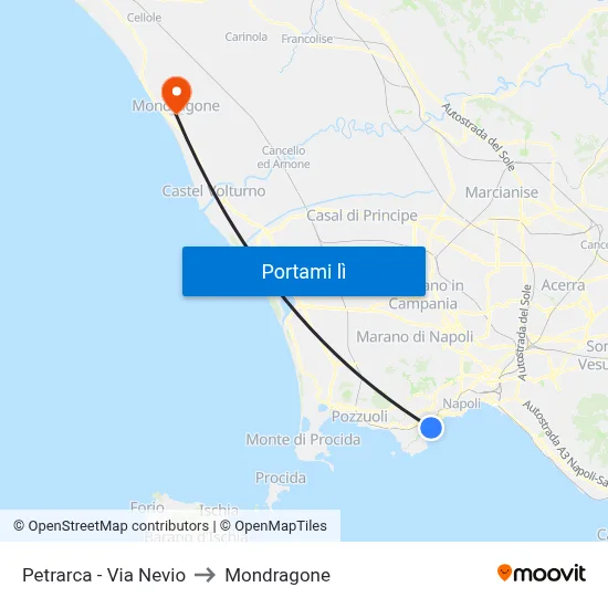 Petrarca - Via Nevio to Mondragone map