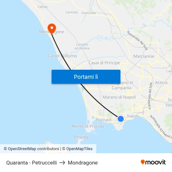 Quaranta - Petruccelli to Mondragone map