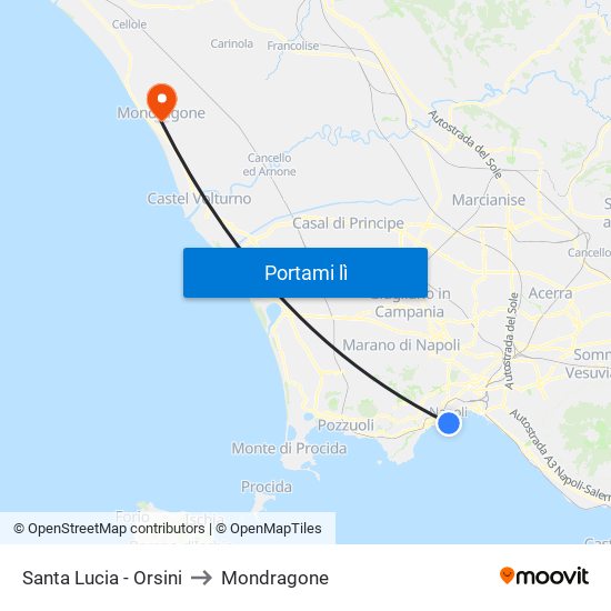 Santa Lucia - Orsini to Mondragone map