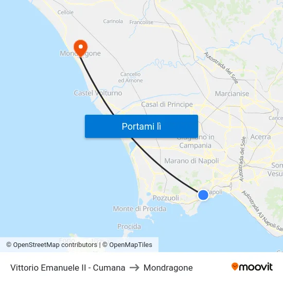 Vittorio Emanuele II - Cumana to Mondragone map