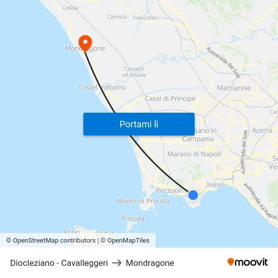 Diocleziano - Cavalleggeri to Mondragone map