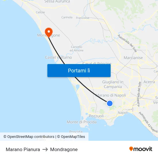 Marano Pianura to Mondragone map