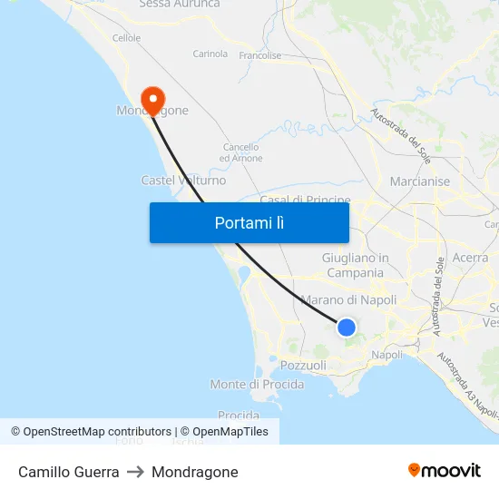 Camillo Guerra to Mondragone map