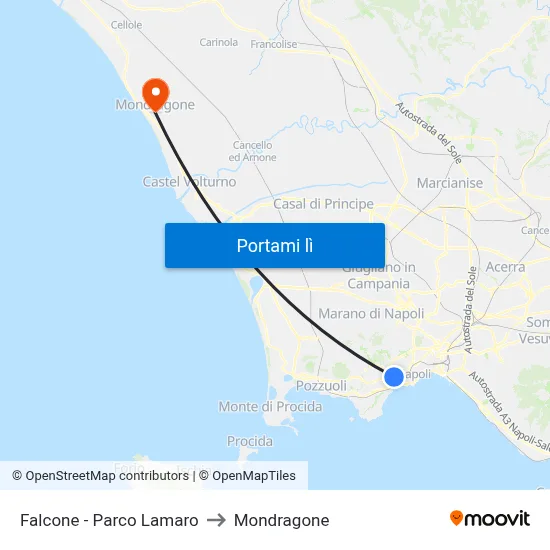 Falcone - Parco Lamaro to Mondragone map