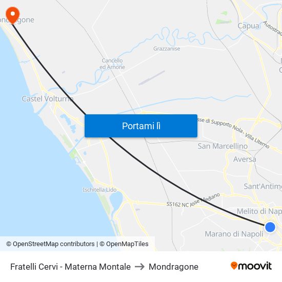 Fratelli Cervi - Materna Montale to Mondragone map