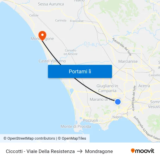 Ciccotti - Viale Della Resistenza to Mondragone map