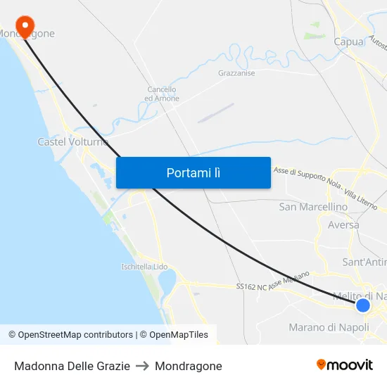 Madonna Delle Grazie to Mondragone map