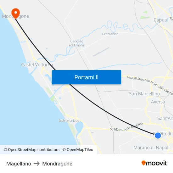 Magellano to Mondragone map