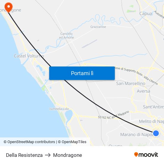 Della Resistenza to Mondragone map