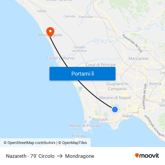 Nazareth - 79' Circolo to Mondragone map